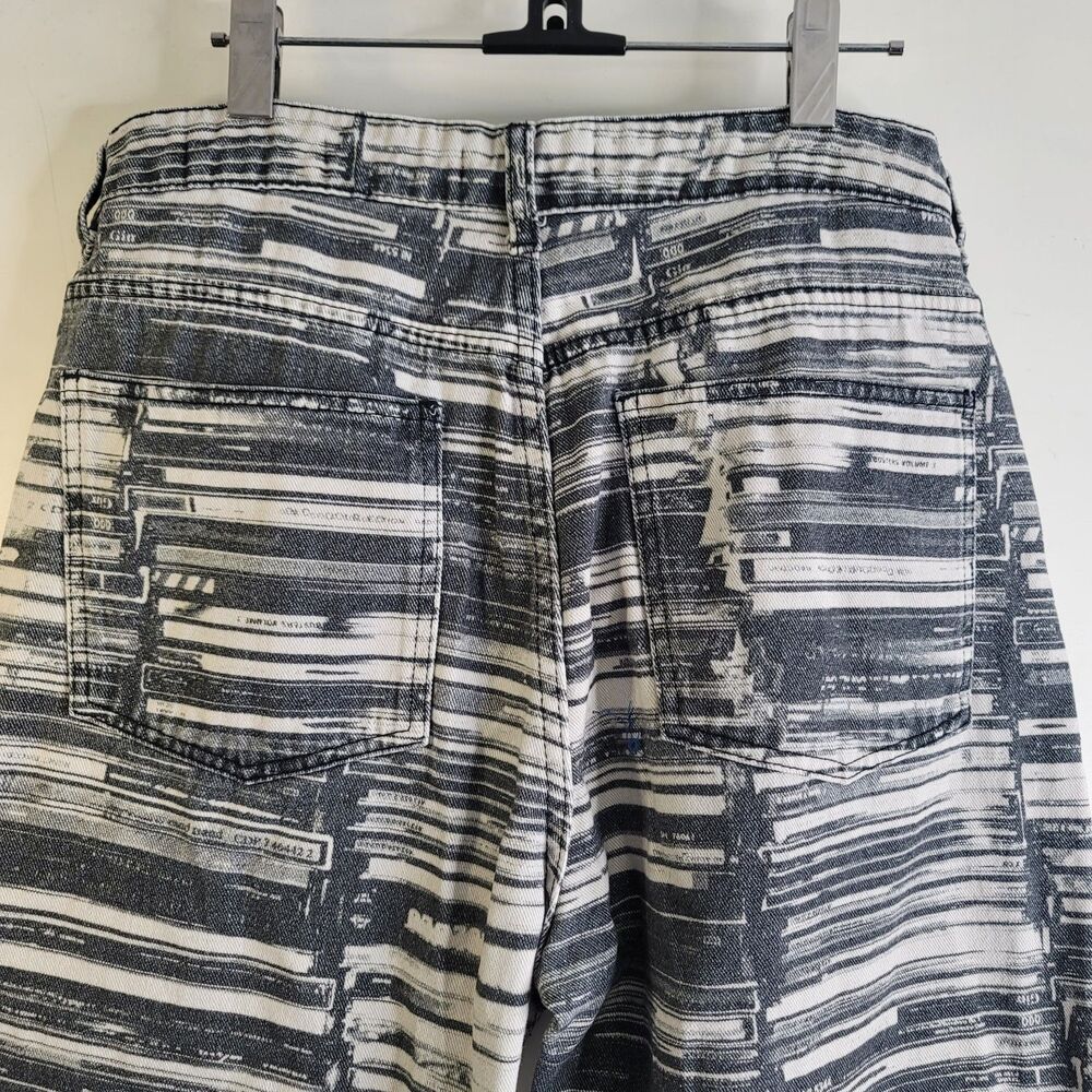 Jaded London Graphic Print Jeans W32 Black White Straight Leg Y2K Streetwear - Picture 6 of 8